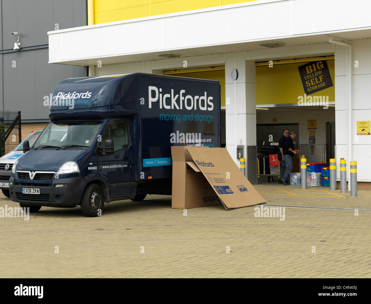 Moving Van Outside Big Yellow Self Storage Taking Items From Storage England Stock Photo