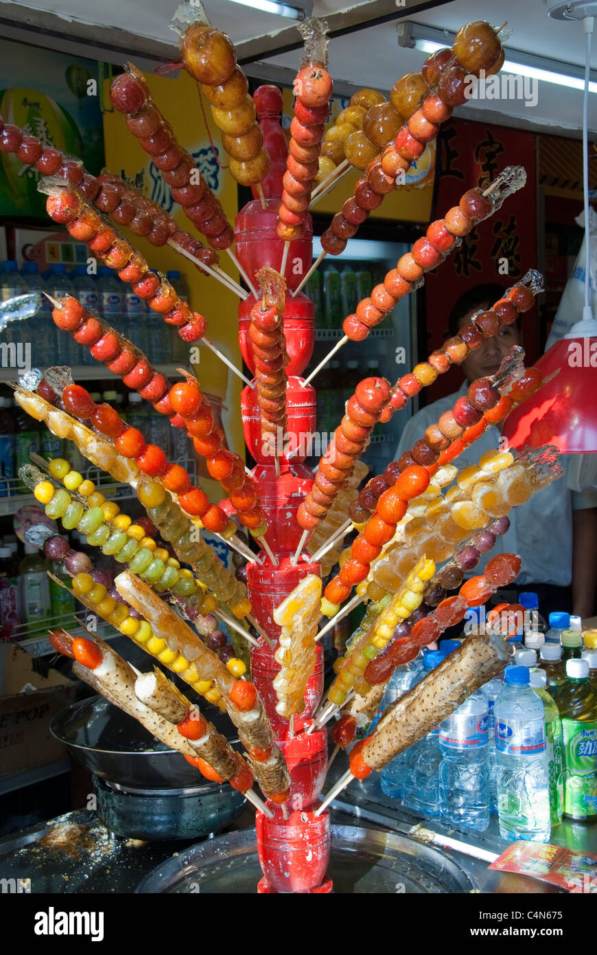 Beijing, China, Candy on a Stick on Display in Food Store on Wangfujing