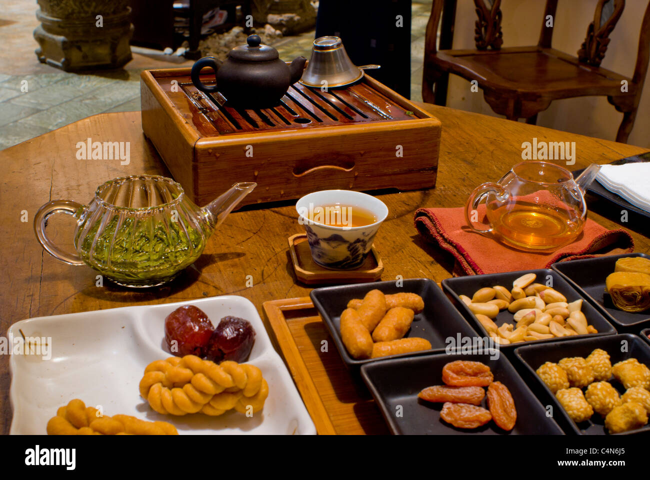 Beijing China Chinese Tea Ceremony In Tea Room Table