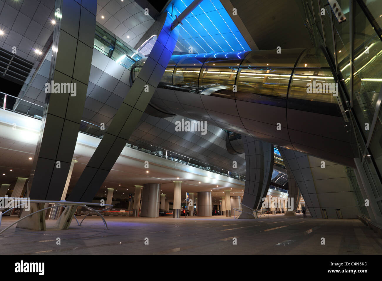 Futuristic architecture at the Dubai Airport Terminal 3 Stock Photo