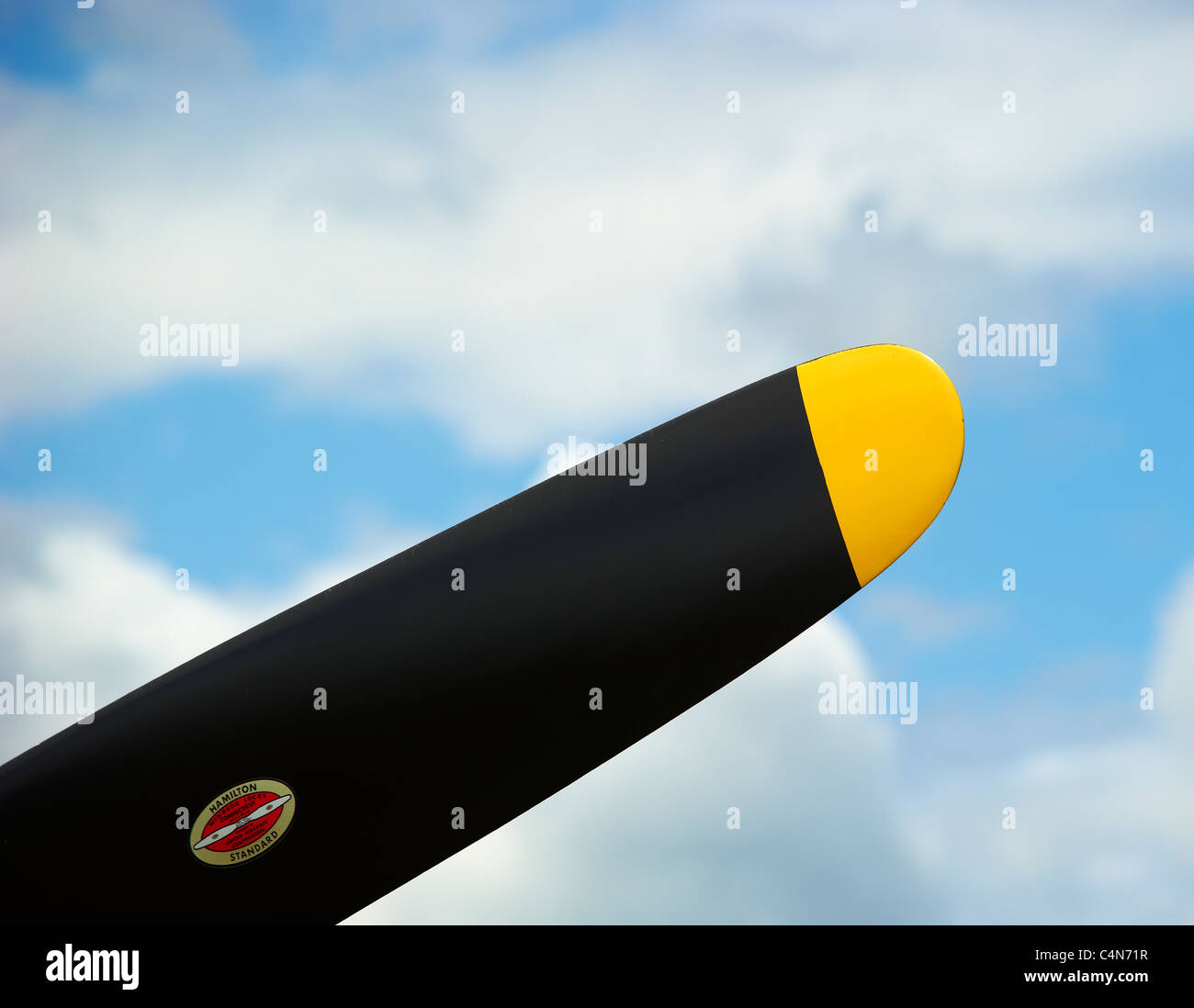 Detail of plane propeller and blue sky Stock Photo Alamy