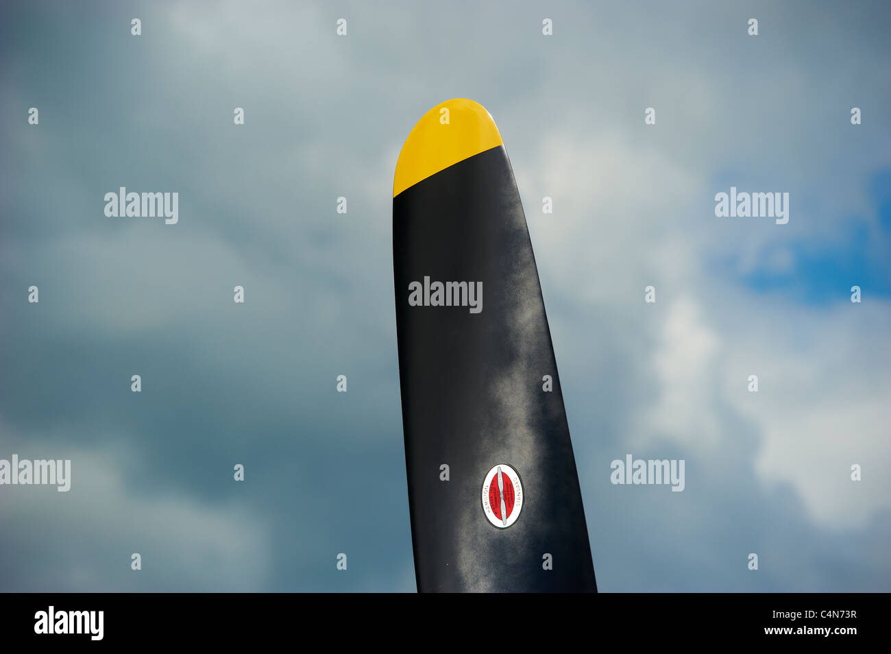 Detail of plane propeller and blue sky Stock Photo Alamy