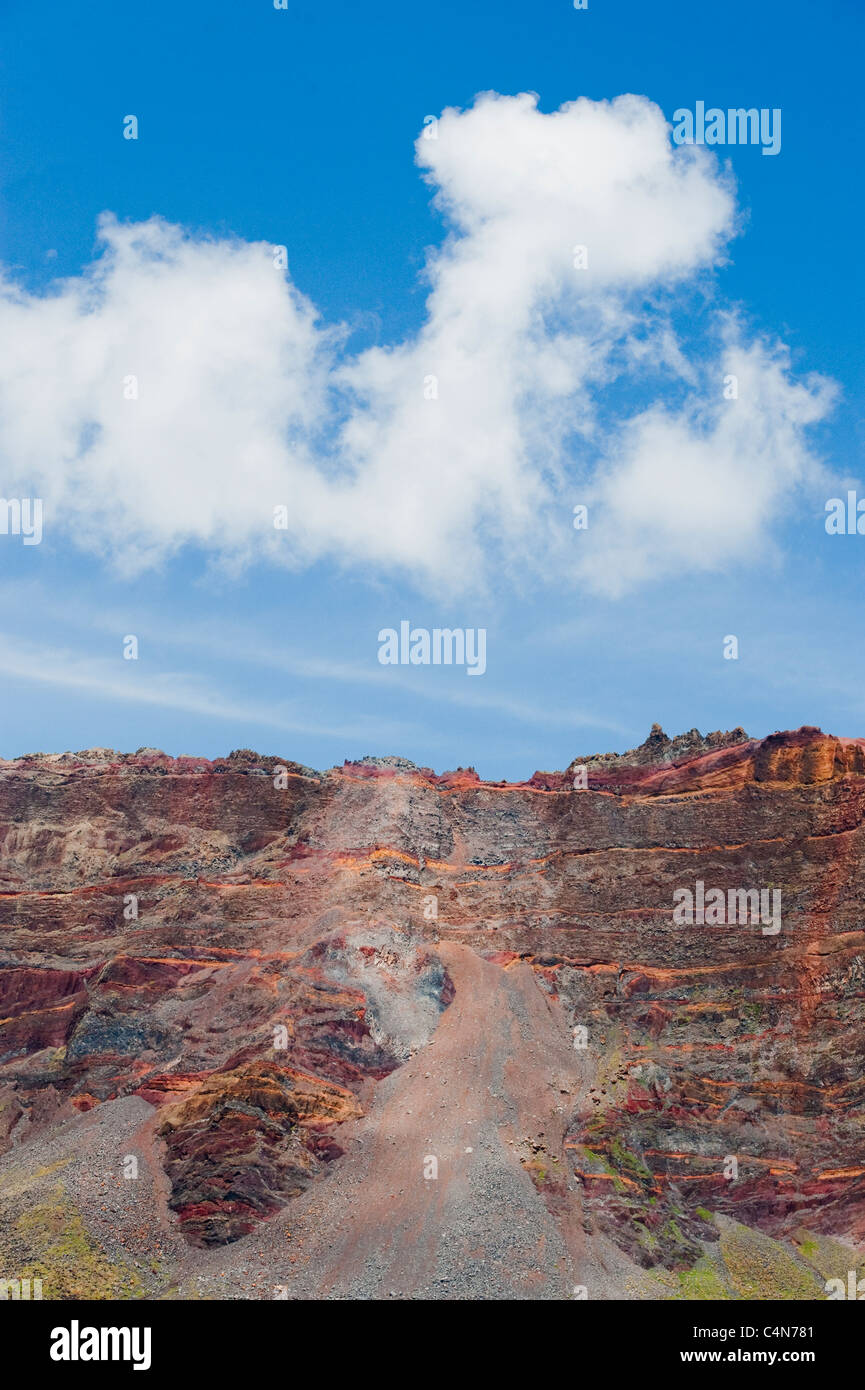 Colorful volcanic rocks, Las Desertas Islands, Madeira, Protected dry ...