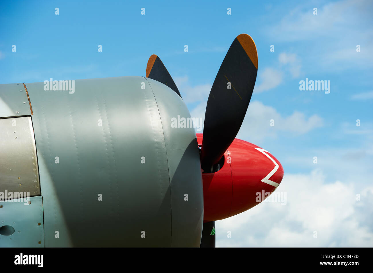 Detail of plane propeller and blue sky Stock Photo Alamy
