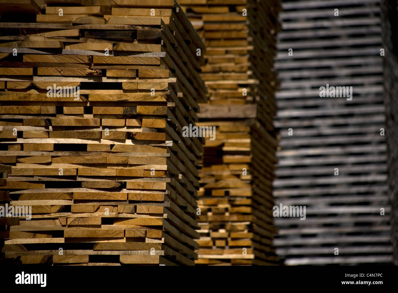 Lumber dries in a sawmill on the French Way that leads to Santiago de