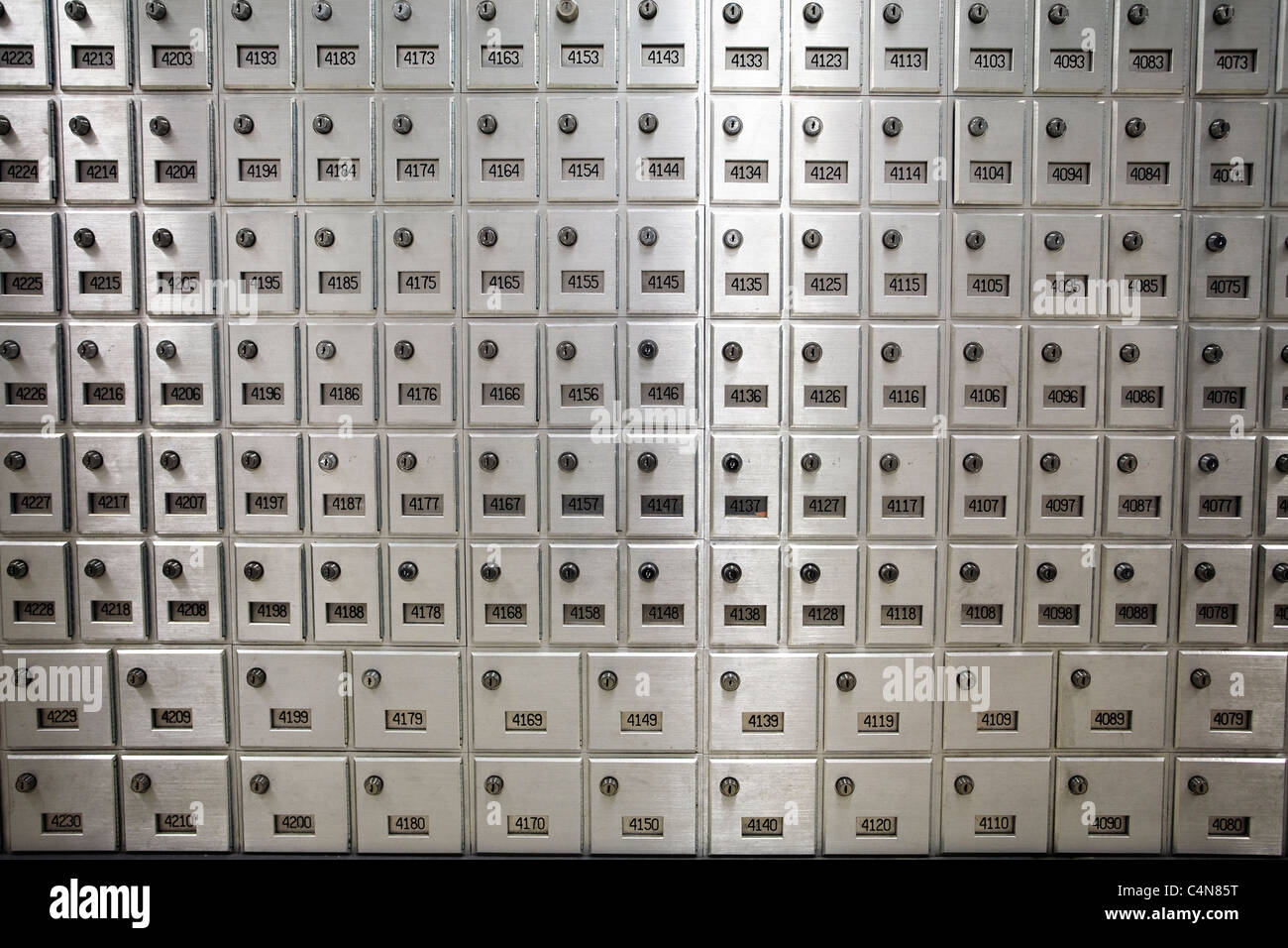 Mail boxes inside post office Stock Photo Alamy