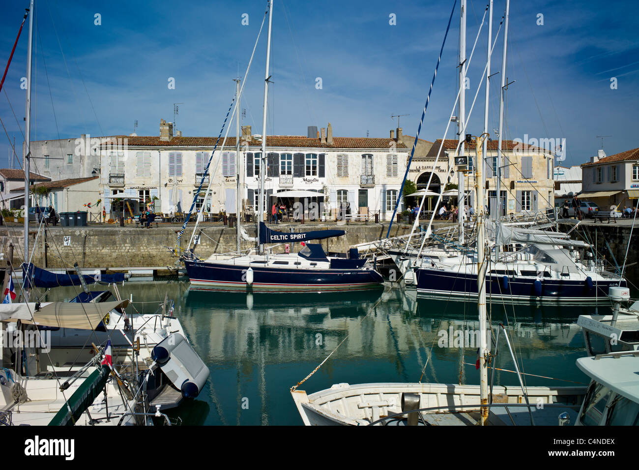 Harbour scene Quai Job Foran, St Martin de Re on Ile de Re in France Stock Photo