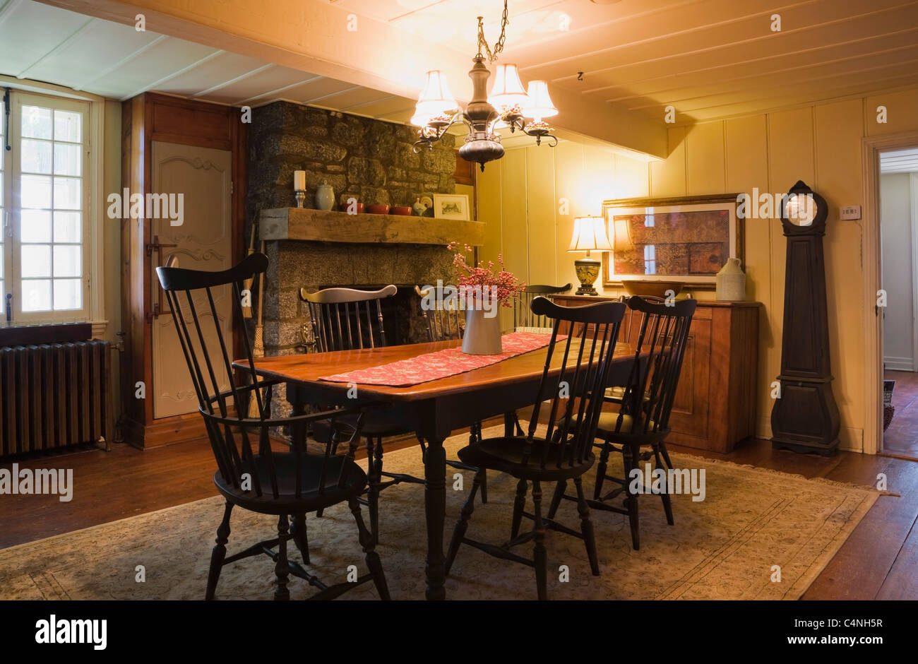 Dining room of an early 18th century home, Quebec, Canada Stock Photo ...