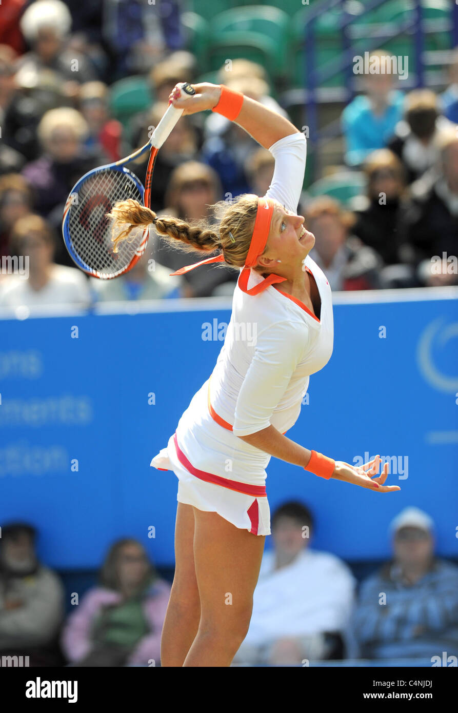 Petra Kvitova from the Czech Republic in action during the final of the Aegon International tennis match Stock Photo