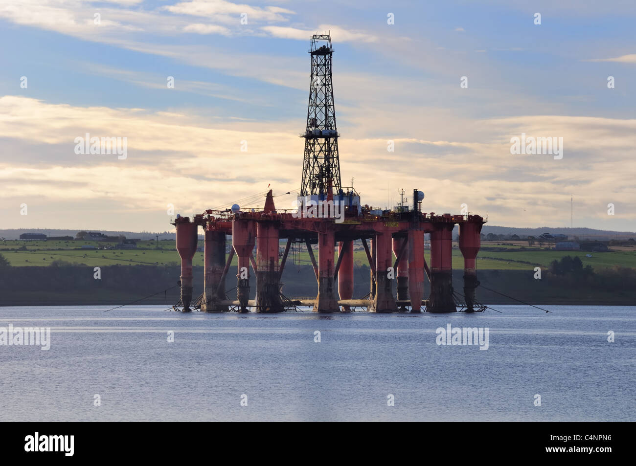 Oil / Gas drilling platform on the Cromarty Firth, Scotland, UK Stock Photo