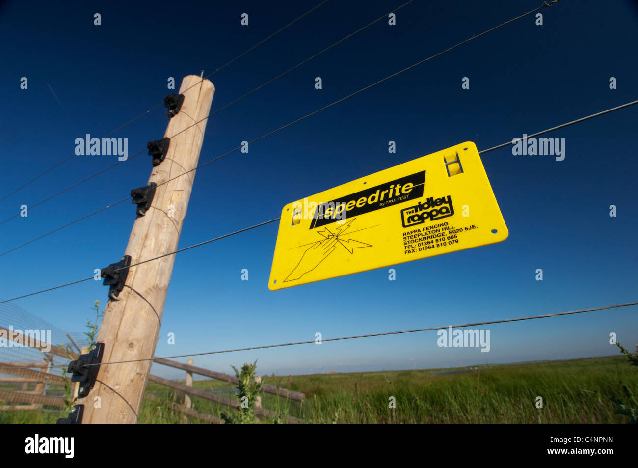 Electric predator control fence, Elmley Marshes RSPB reserve, Isle of