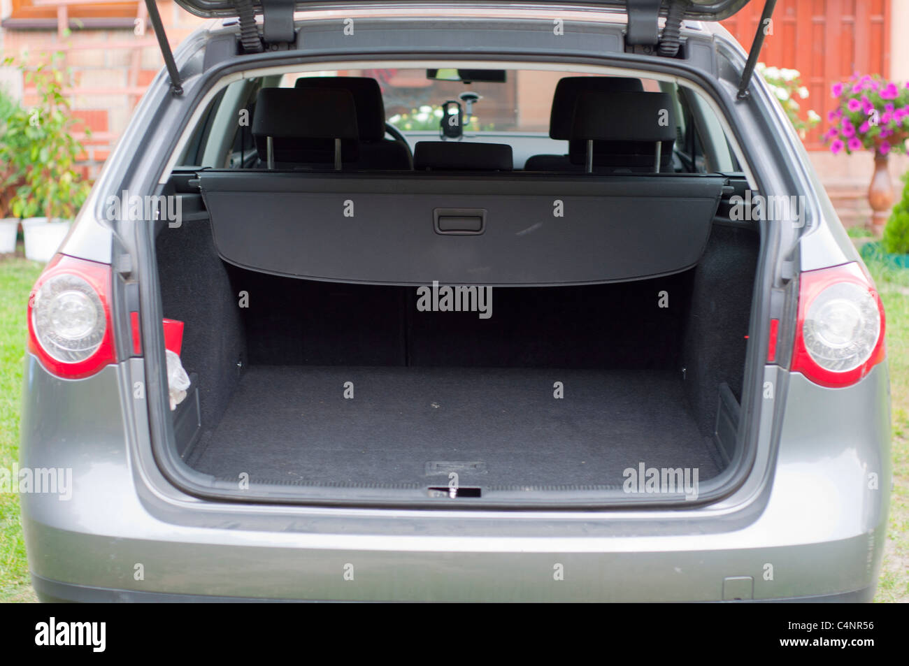 Rear view of a car with an open trunk Stock Photo Alamy