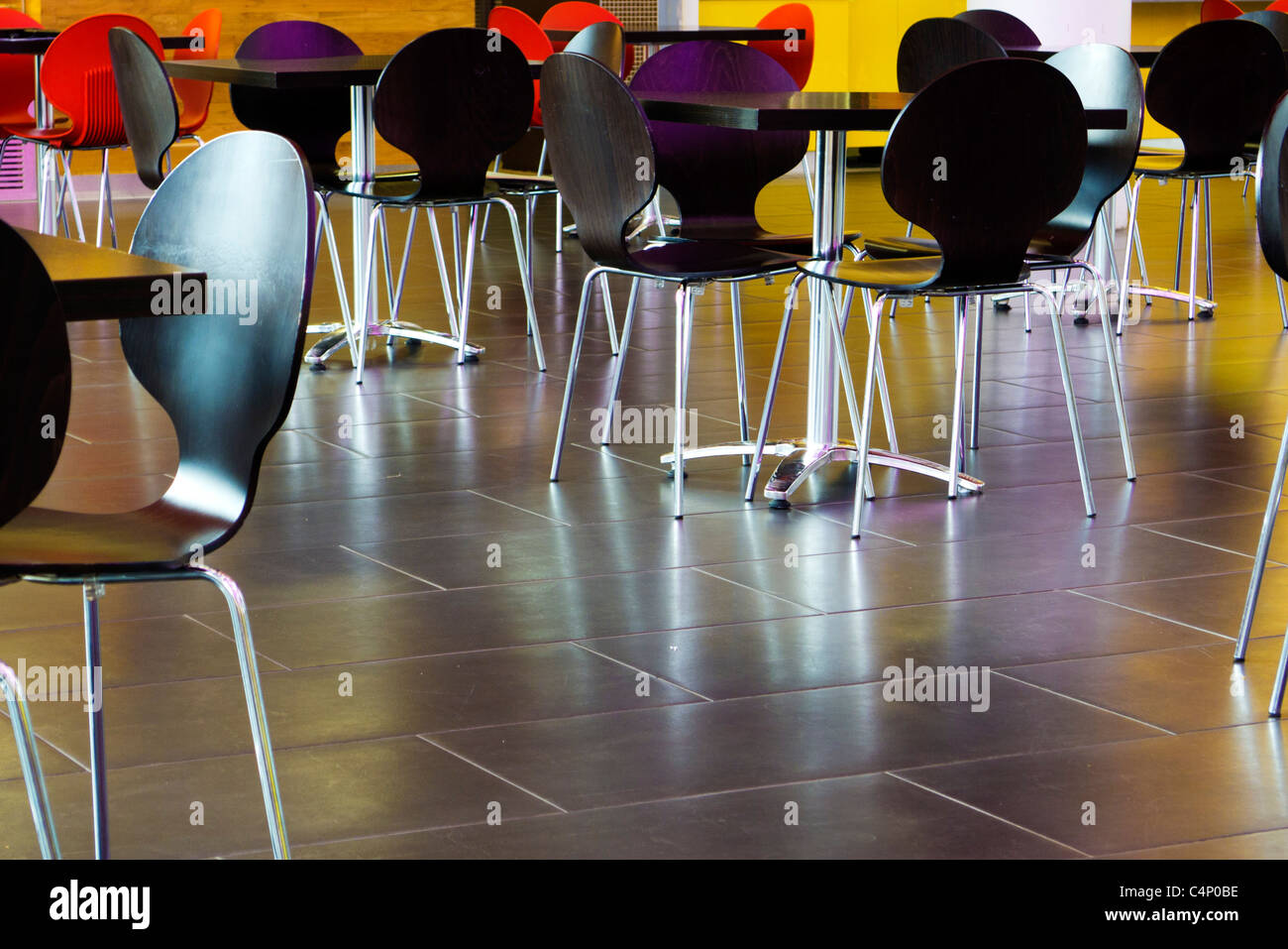 chairs and tables in a fastfood restaurant Stock Photo Alamy