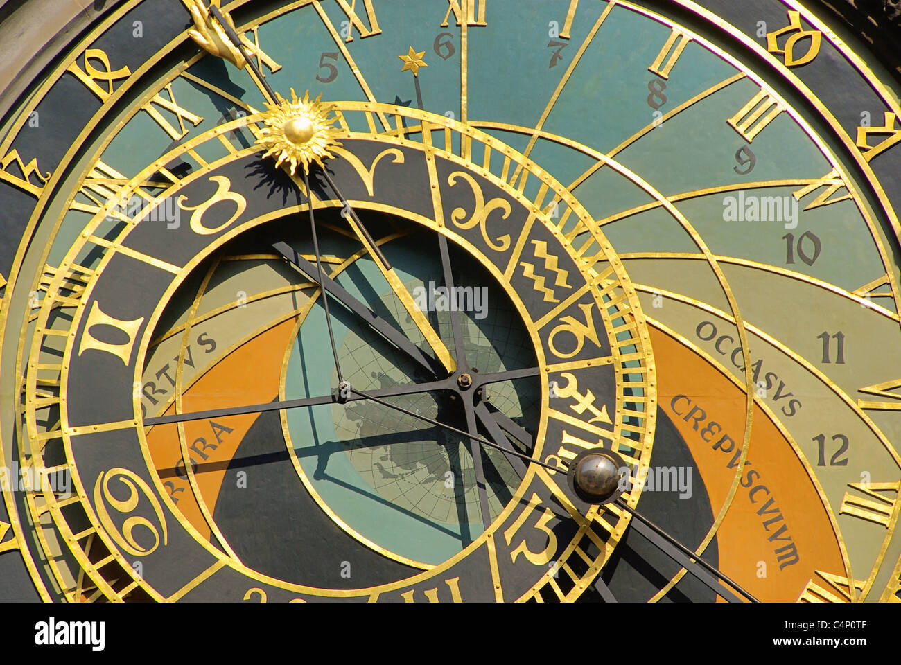 Prag Uhr - Prague tower clock 06 Stock Photo