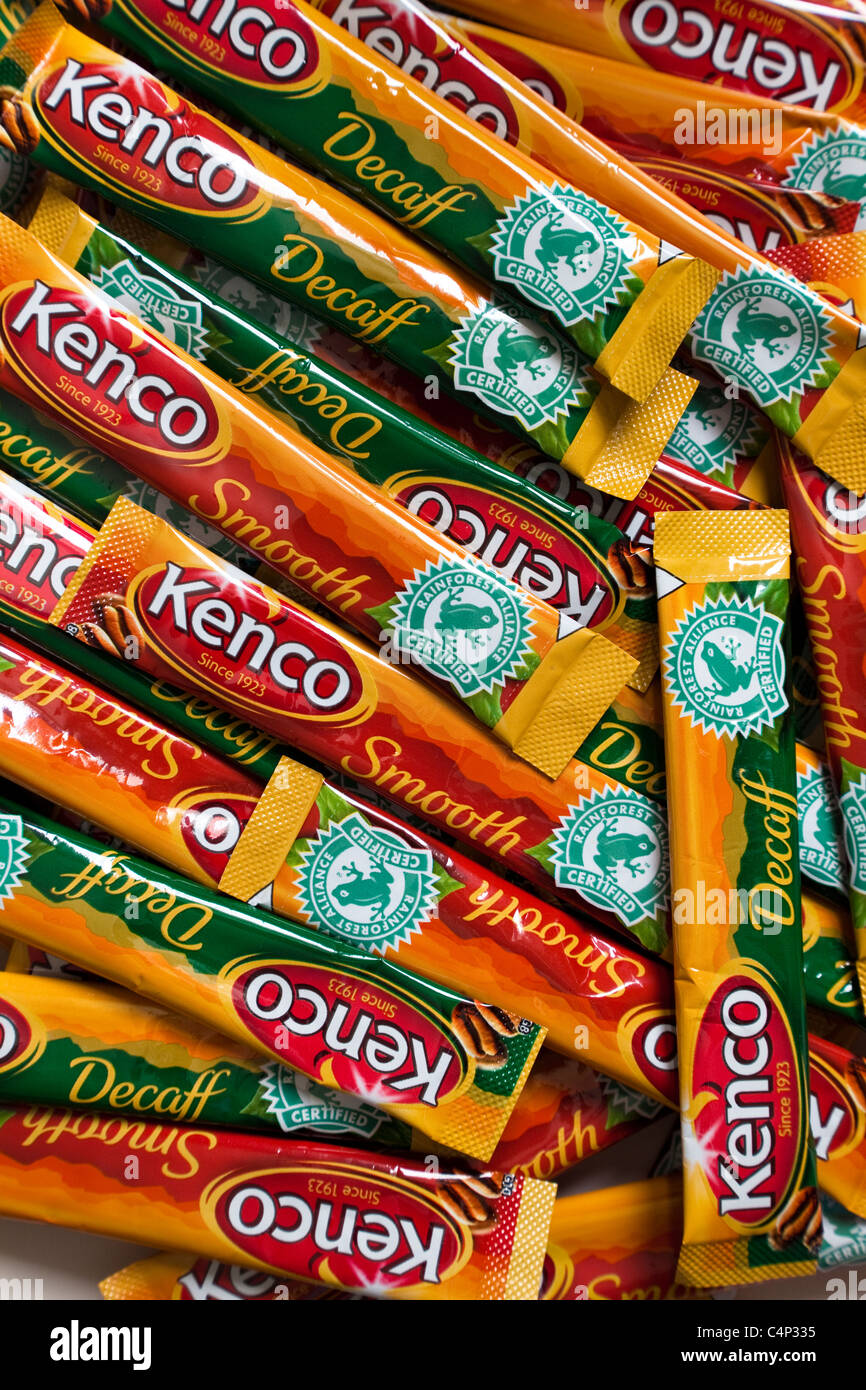 Kenco instant coffee sachets baring the Rainforest Alliance Certification  logo Stock Photo - Alamy