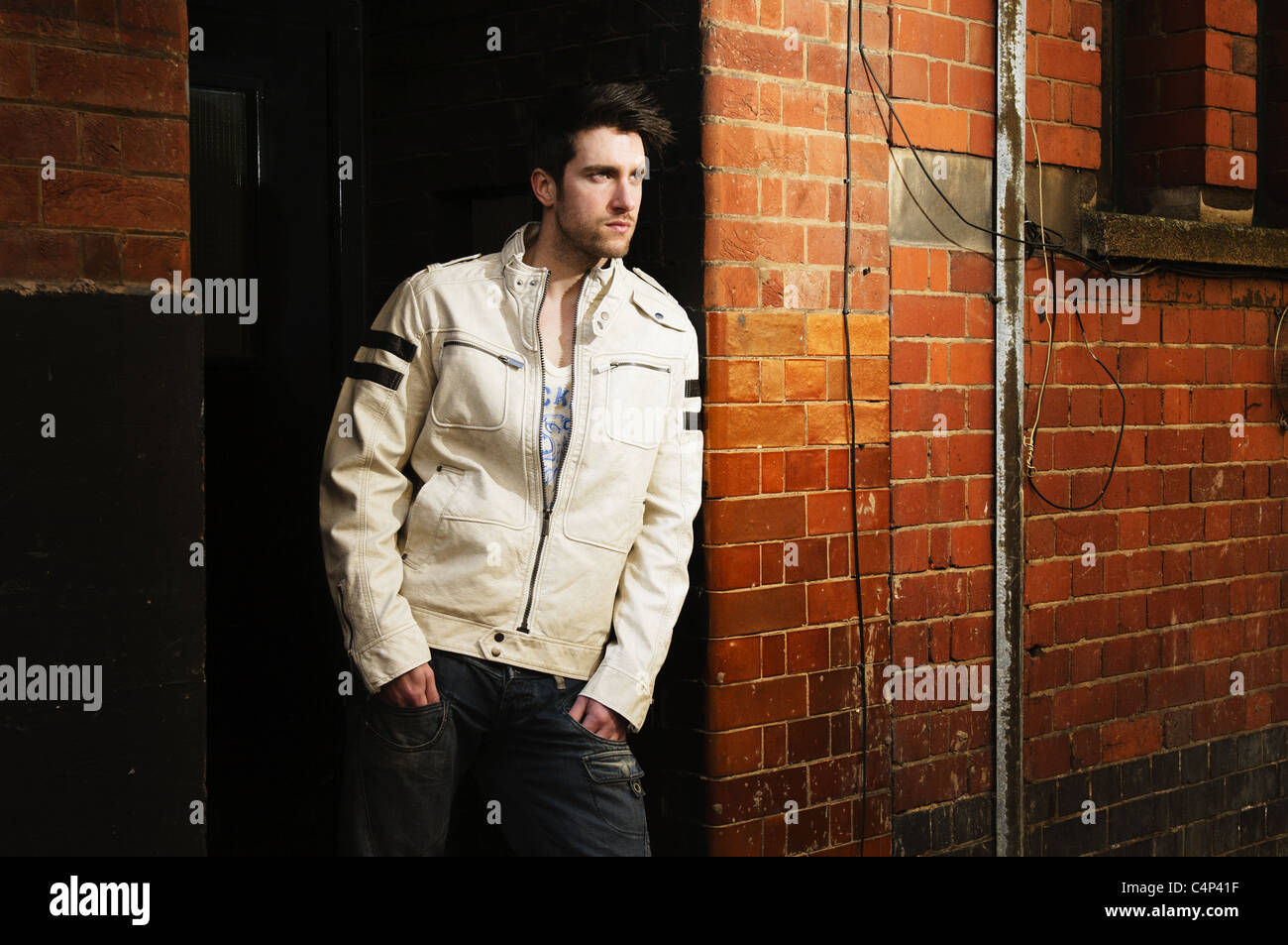 Street fashion shoot with male model Stock Photo - Alamy