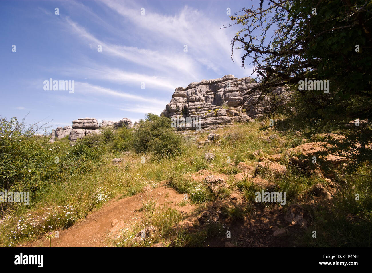 ROCK FORMATIONS AT EL TORCAL MOUNTAIN NEAR ANTEQUERA ANDALUCIA SPAIN ...