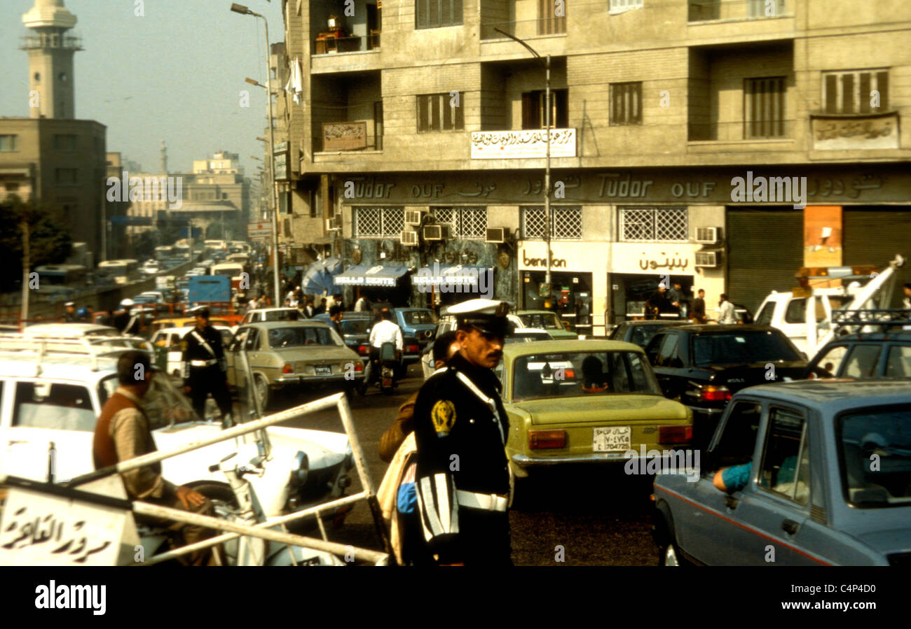 Policeman on traffic duty in Cairo Stock Photo