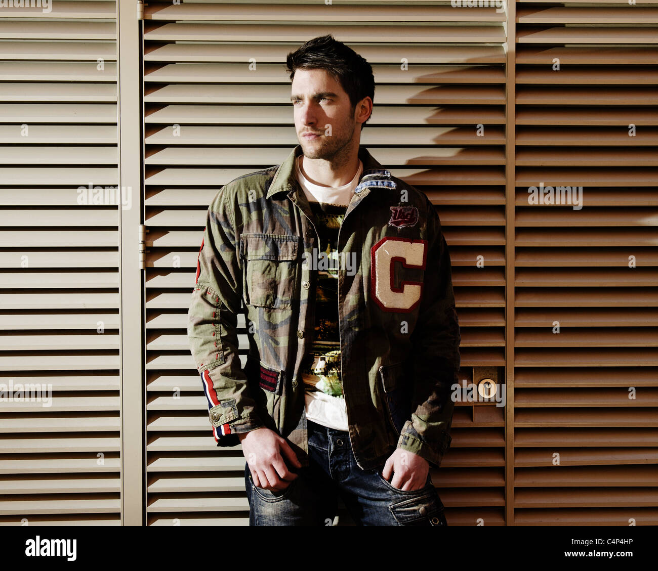Street fashion shoot with male model Stock Photo - Alamy