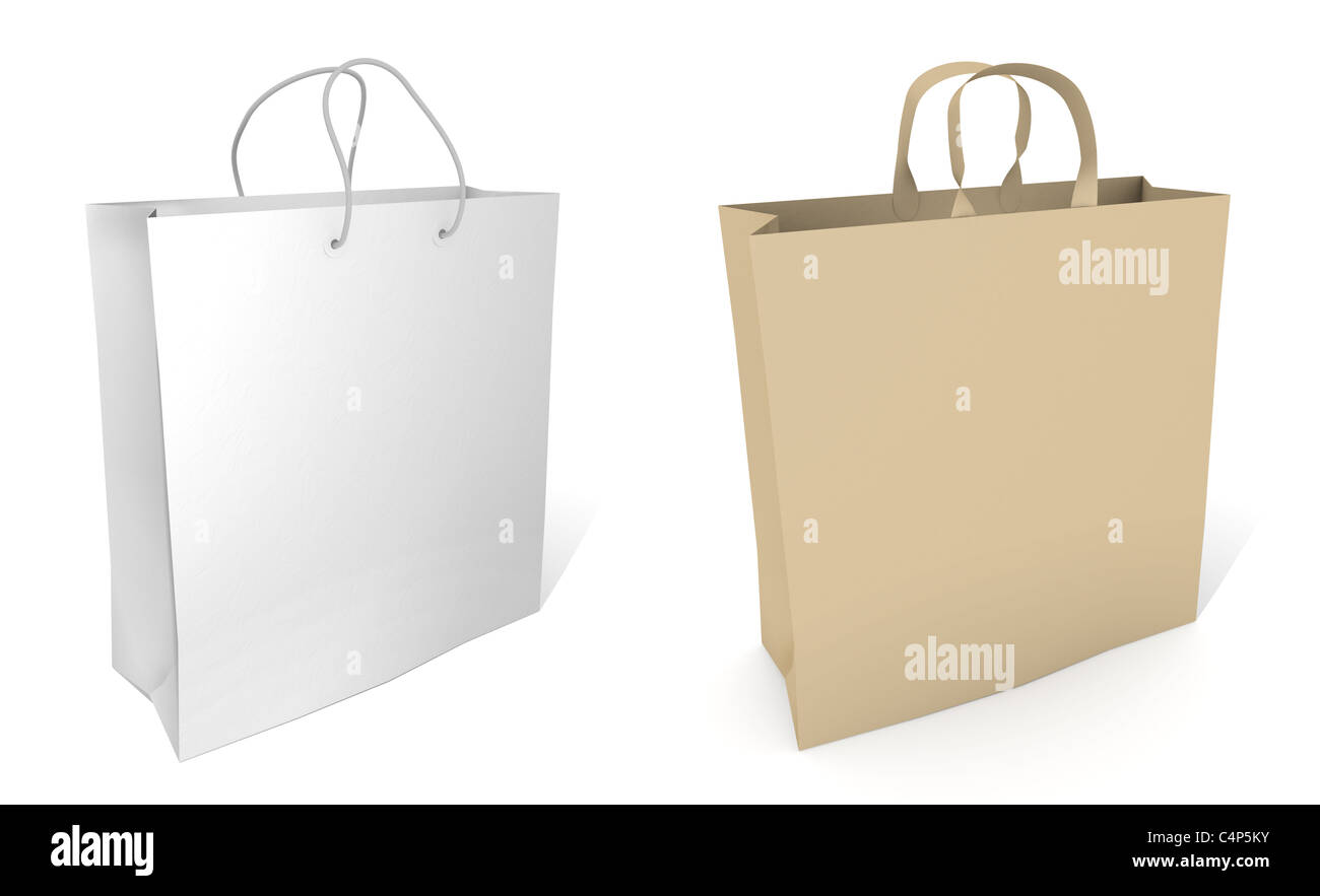 Empty shopping bag on white background Stock Photo - Alamy