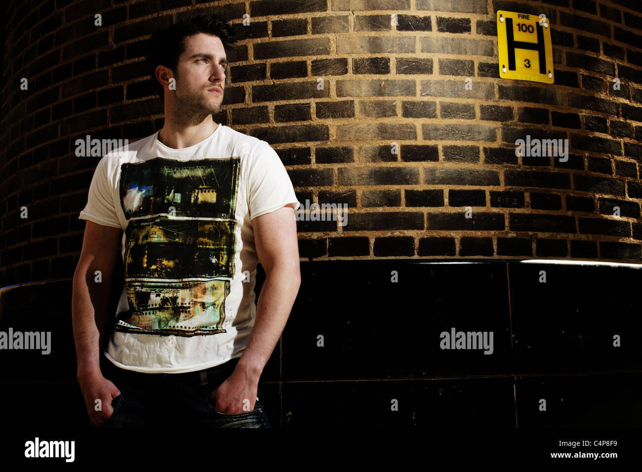 Street fashion shoot with male model Stock Photo - Alamy