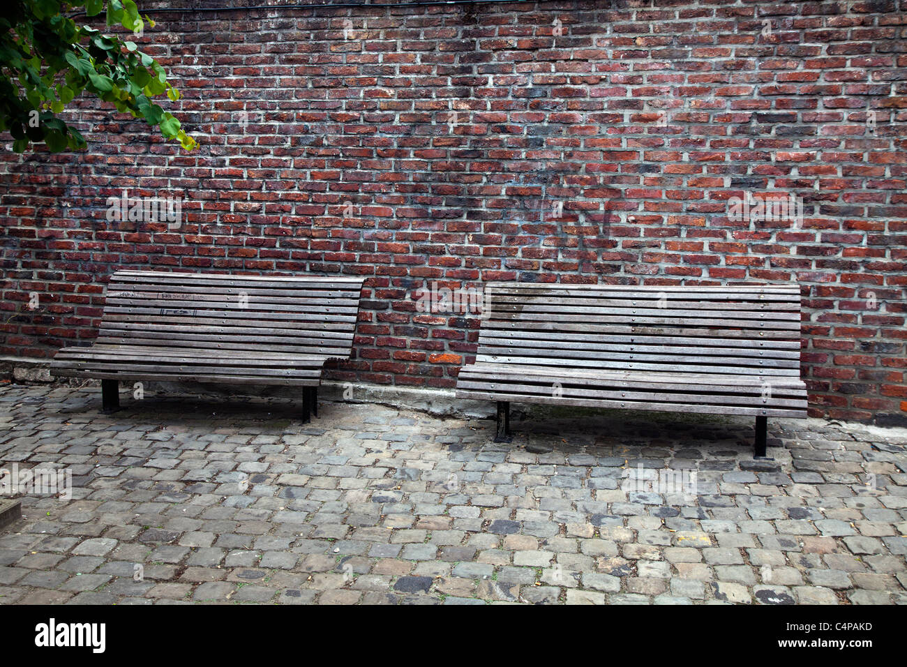 Two benches outside Stock Photo - Alamy