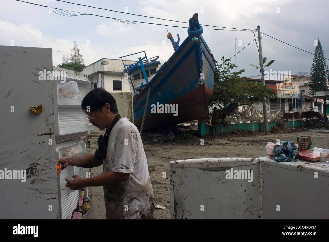 A view of the destruction caused by the earthquake and tsunami in Banda Aceh, Indonesia Stock Photo