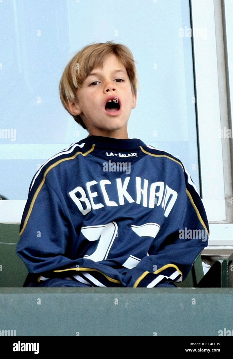 Romeo Beckham, David Beckham's son, arrives at the ground before the game  Stock Photo - Alamy