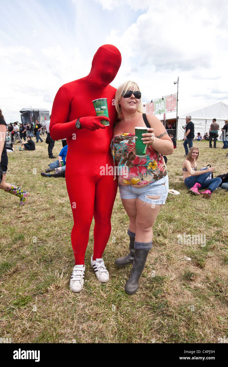 Man in a fancy dress gimp suit, Download Festival, Donington Park,  Nottingham, England, United Kingdom Stock Photo - Alamy