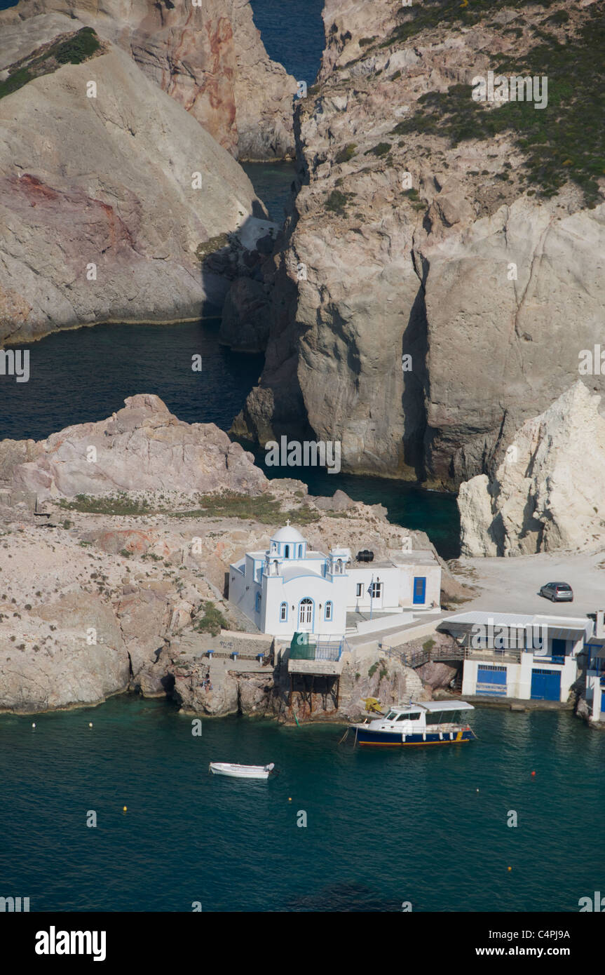 Traditional fishing harbour of Fyropotamos on the Island of Milos in Greece Stock Photo