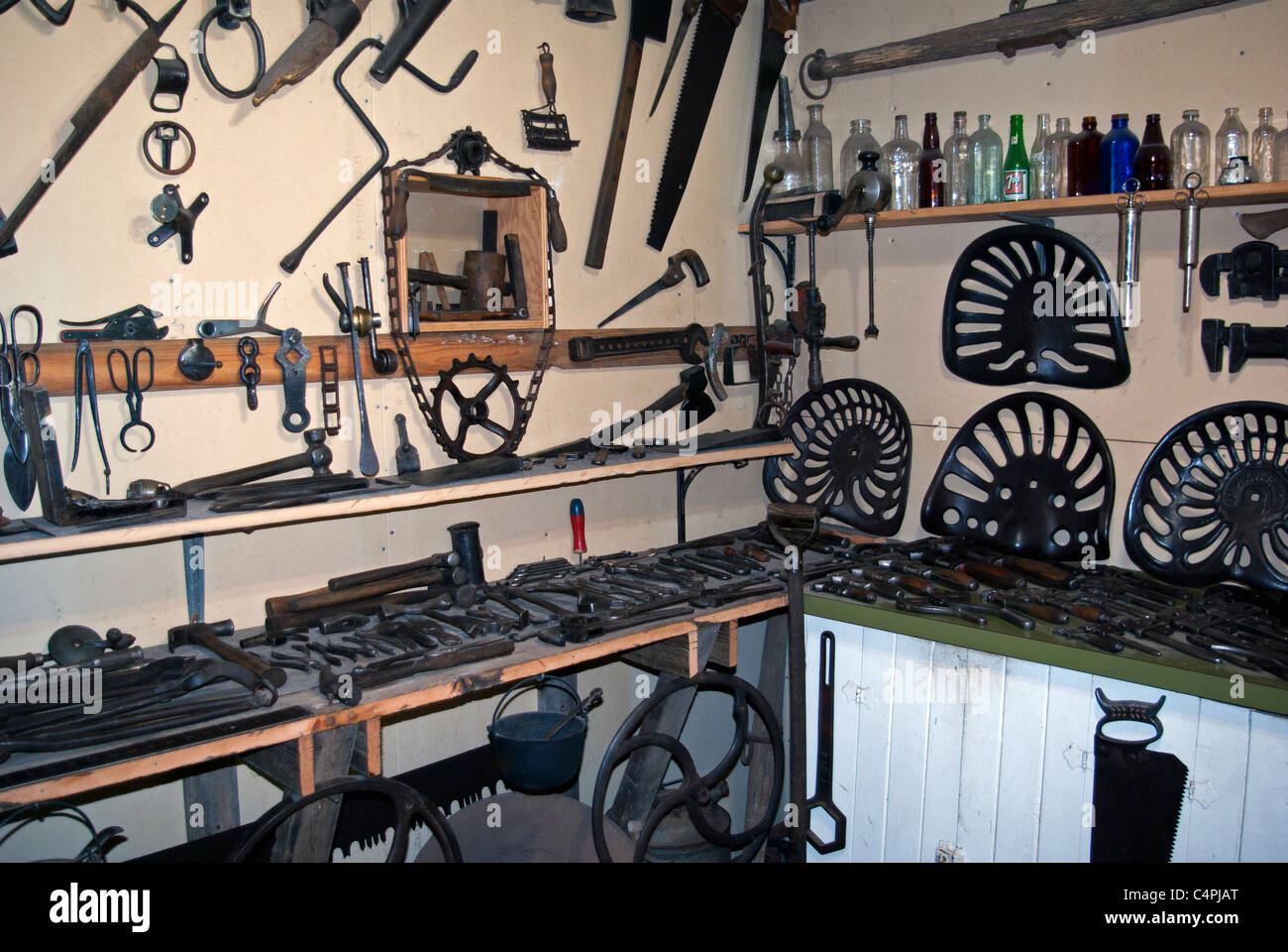 Collection of rustic farm tools Stock Photo Alamy