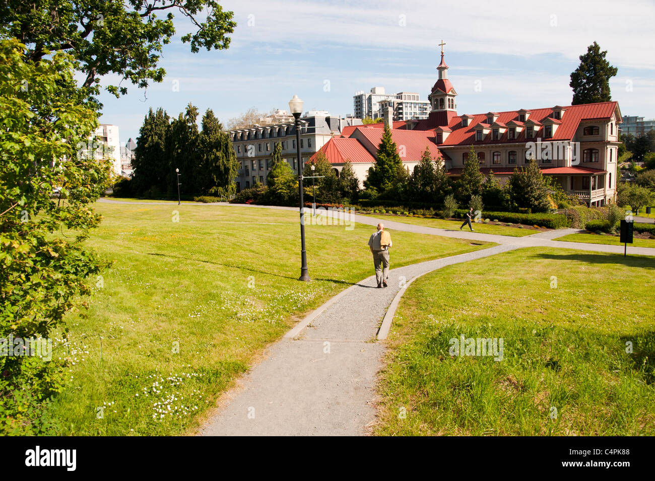 Beacon Hill Park and St. Ann's Academy. Victoria, Vancouver Island, British Columbia, Canada. Stock Photo