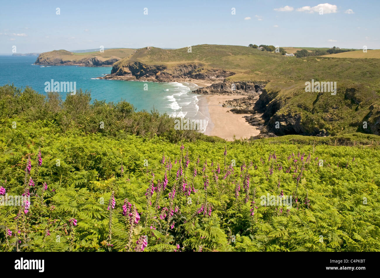 Lundy Bay beach, Epphaven Cove, Trevan Head and, in the distance ...