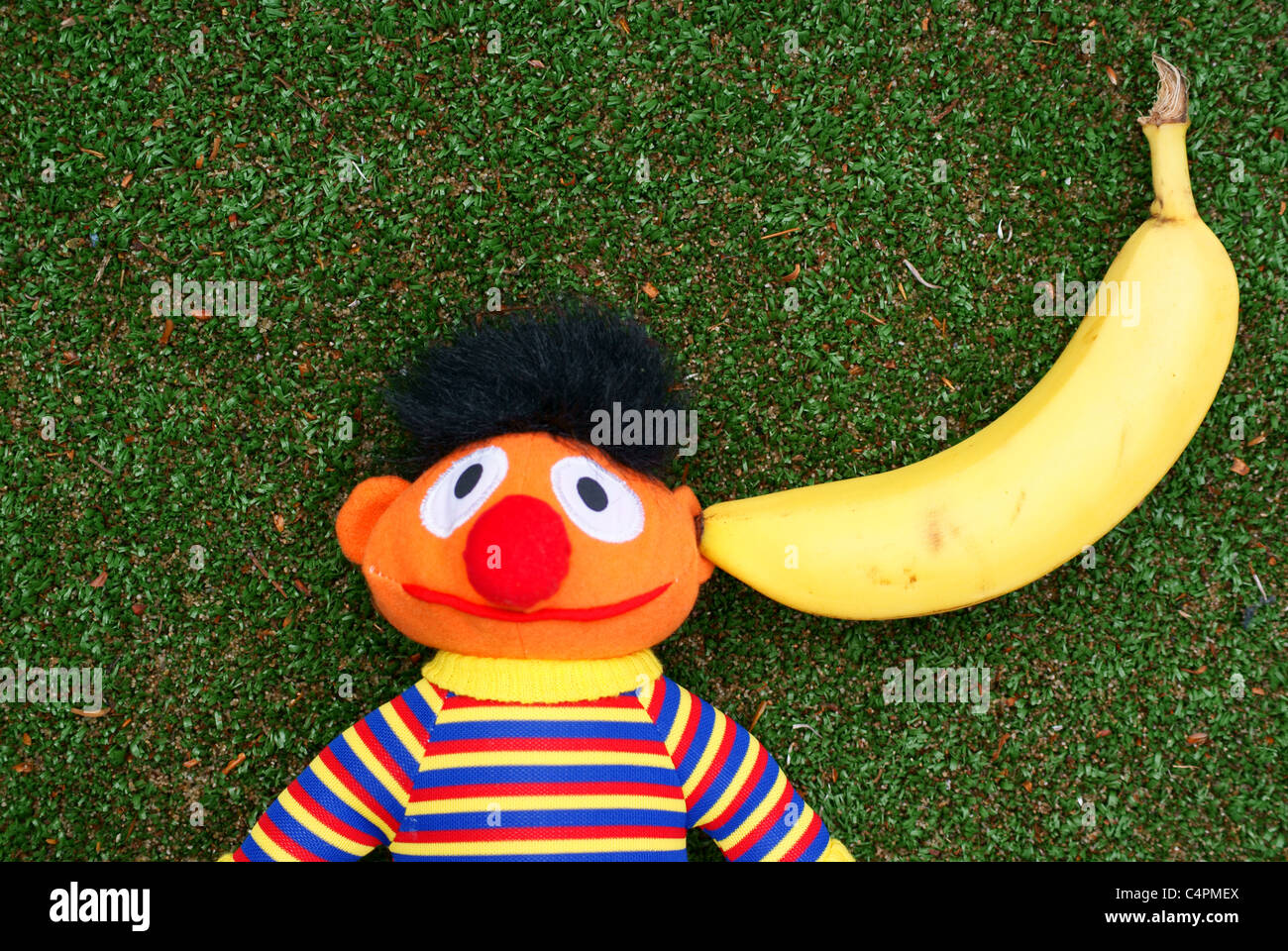 Sesame street, Bert with a banana in his ear. Stock Photo