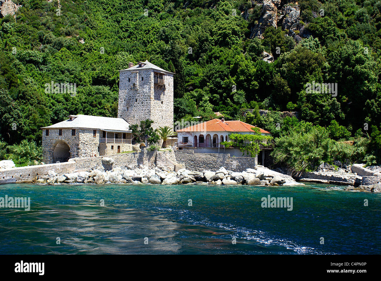 Monastery Simonopetra on Mount Athos, Chalkidiki, Greece Stock Photo