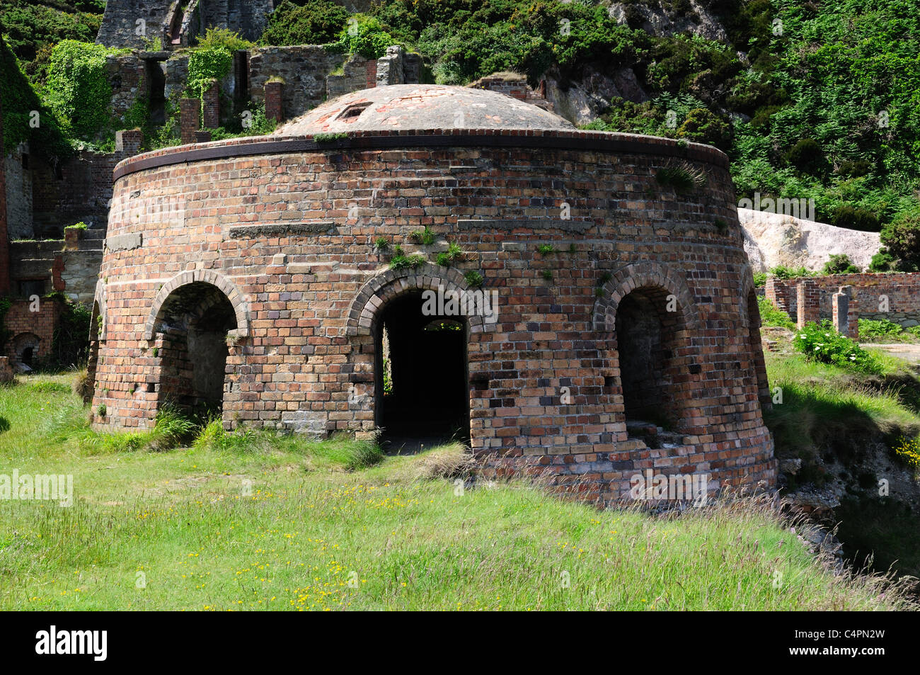 Beehive Brick Kiln at the ruins of Porth Wen Cemaes bay Brickworks Anglesey Ynys Mon Gwynedd Wales Cymru UK GB Stock Photo