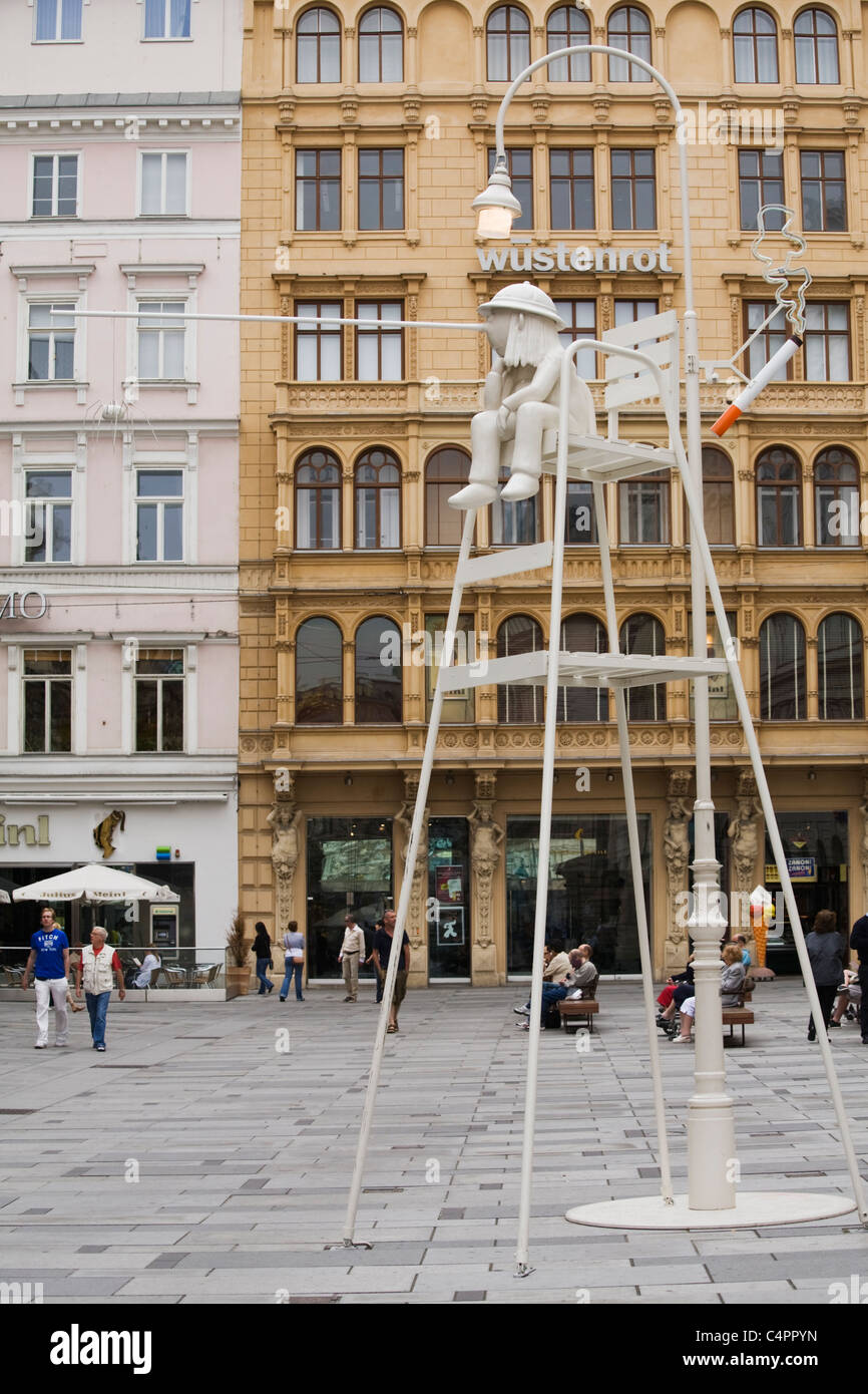 "idler" (Tagedieb) installation, Graben, Vienna, Austria Stock Photo