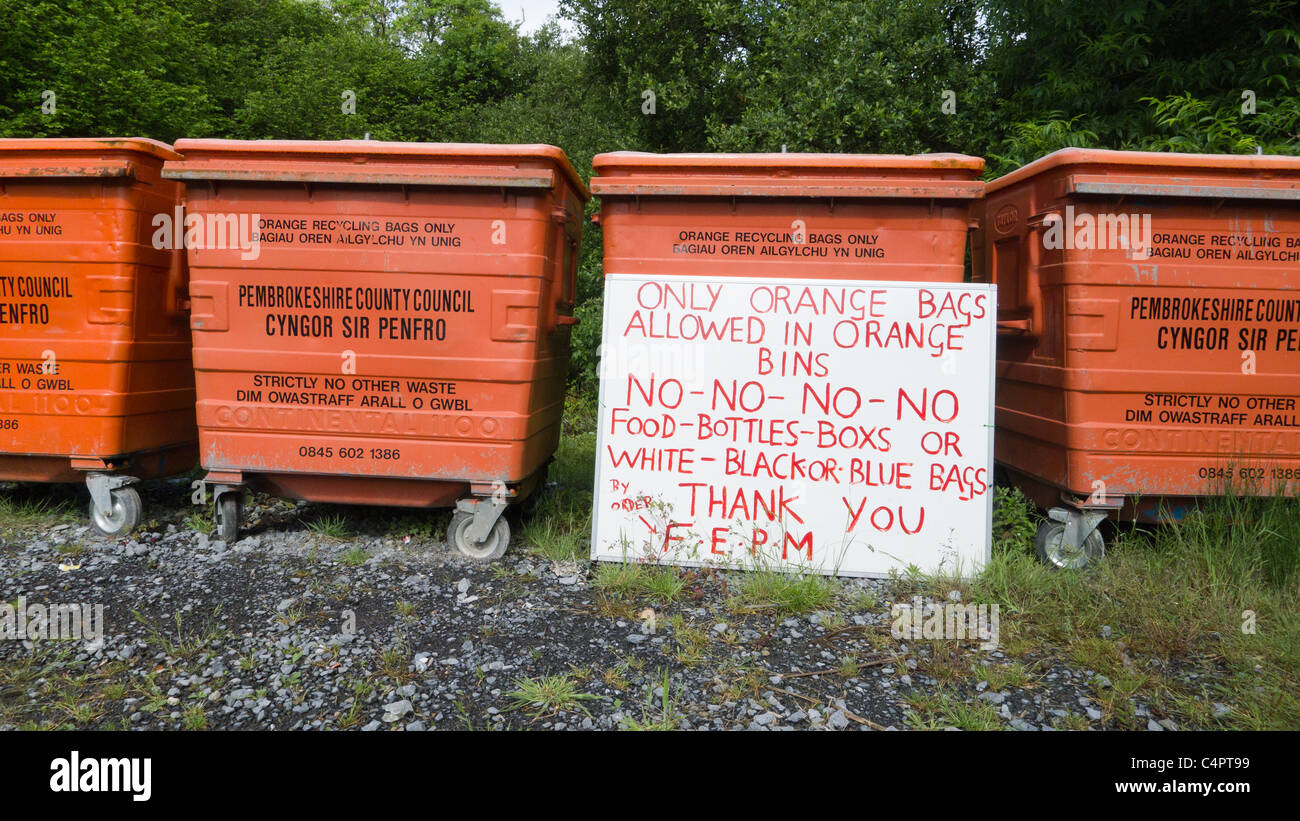 Regulations on bins in Pembrokeshire Stock Photo Alamy