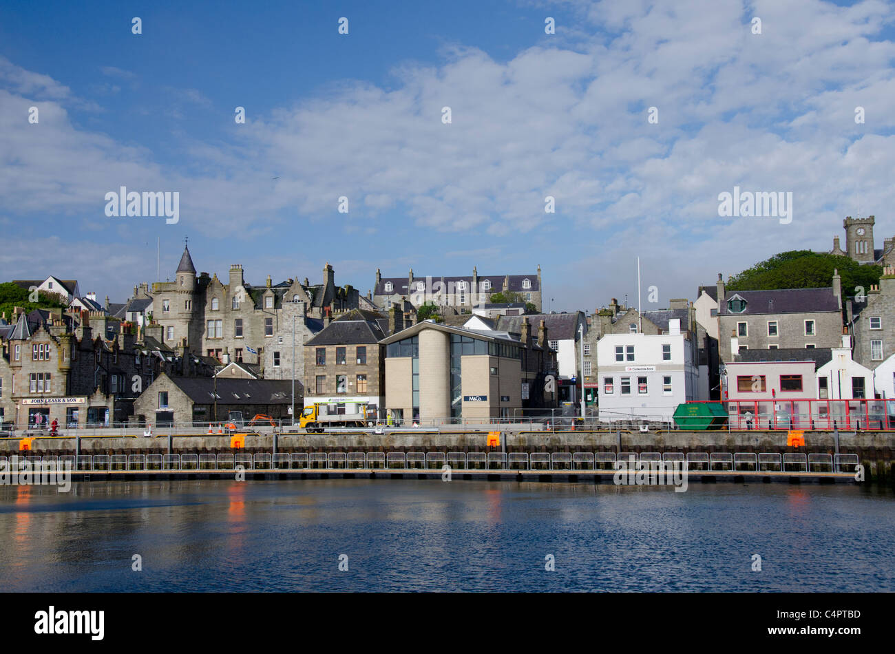 Scotland, Shetland Islands, Mainland, Lerwick. Historic North Sea harbor of Lerwick. Stock Photo