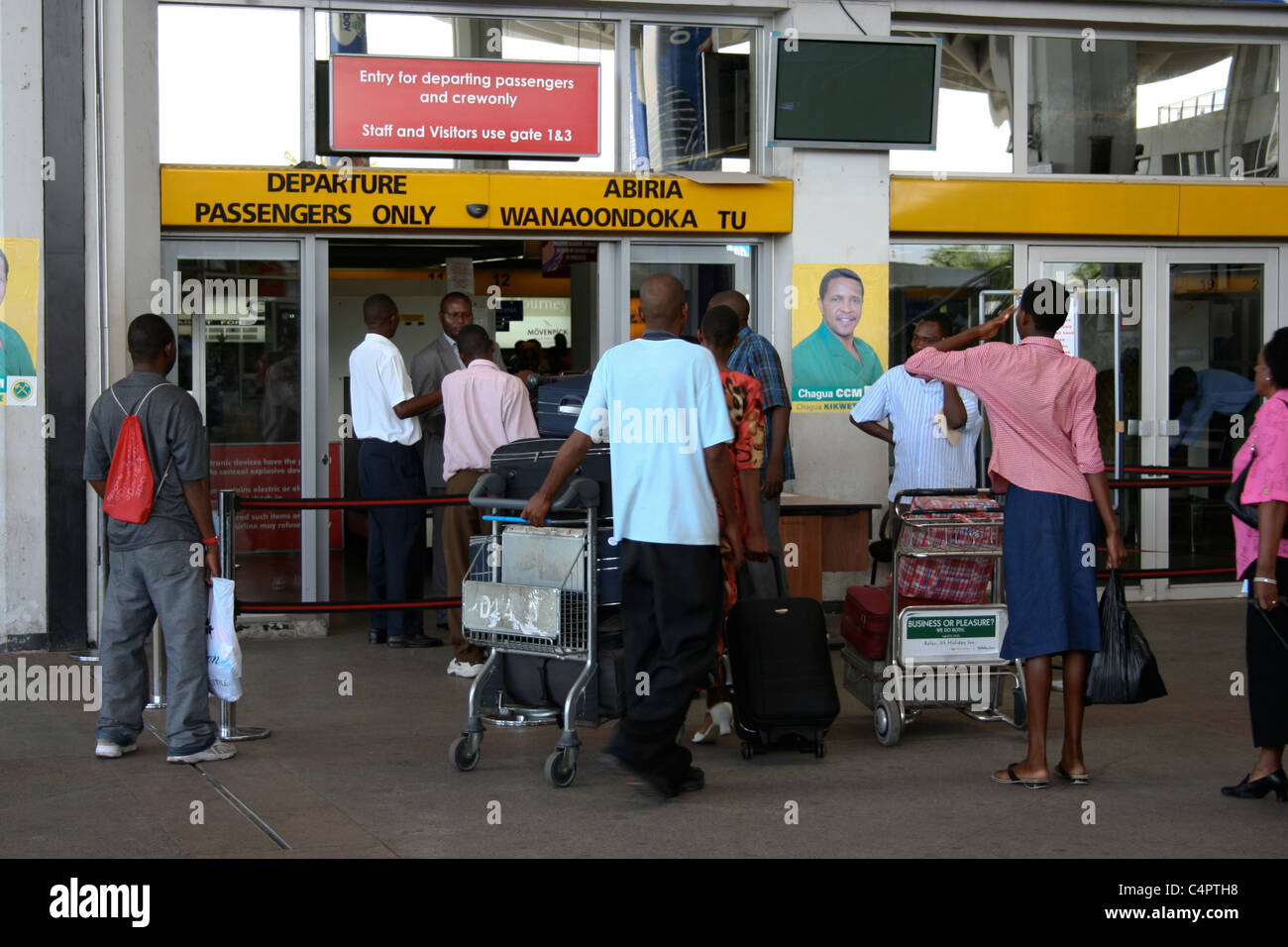 Departures airport passengers Stock Photo
