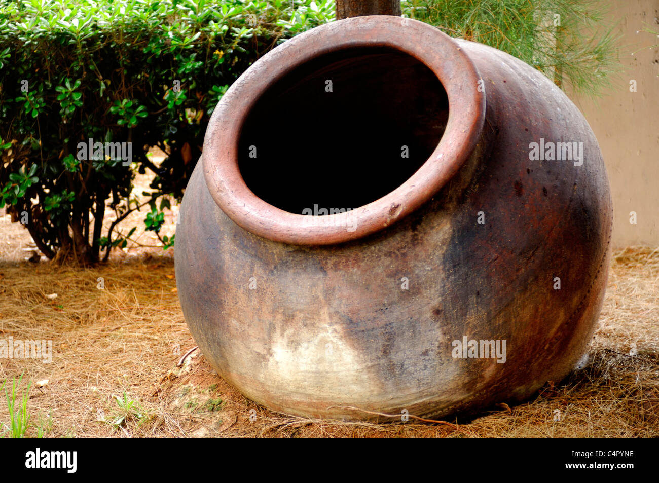 Ceramic pottery big wine pot in Cyprus Stock Photo