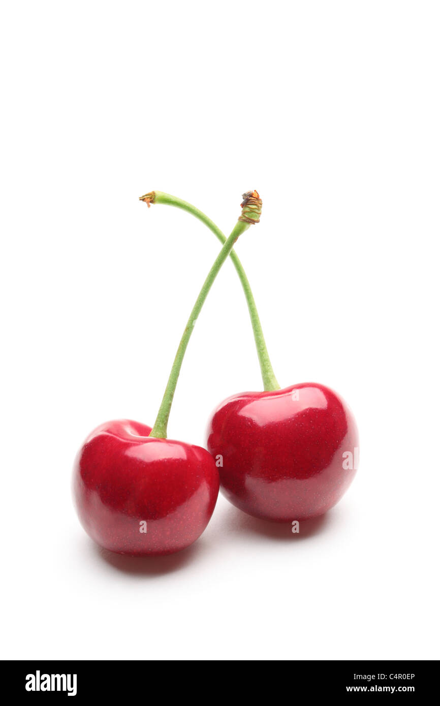 Red cherries isolated on a white background Stock Photo