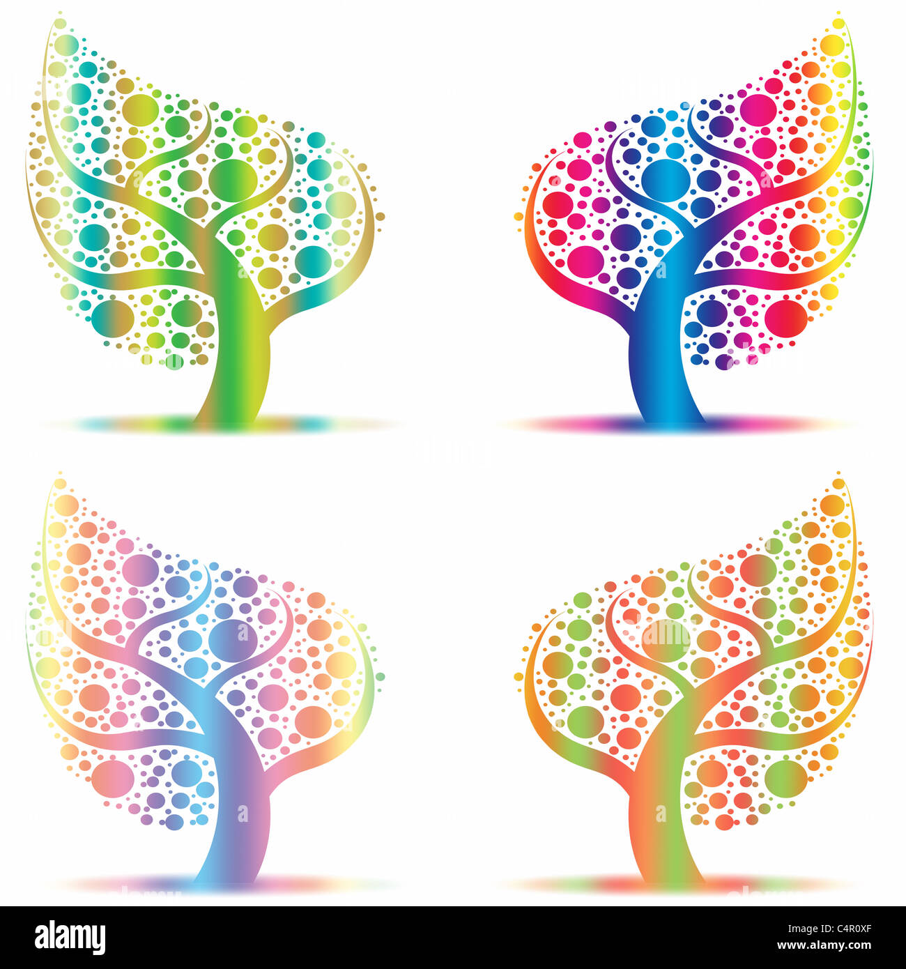 Beautiful art trees collection on white background Stock Photo - Alamy