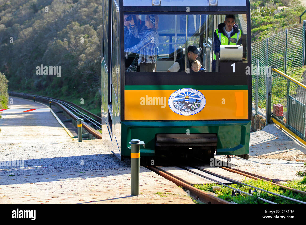 The Flying Dutchman funicular railway taking tourists to the lighthouse ...