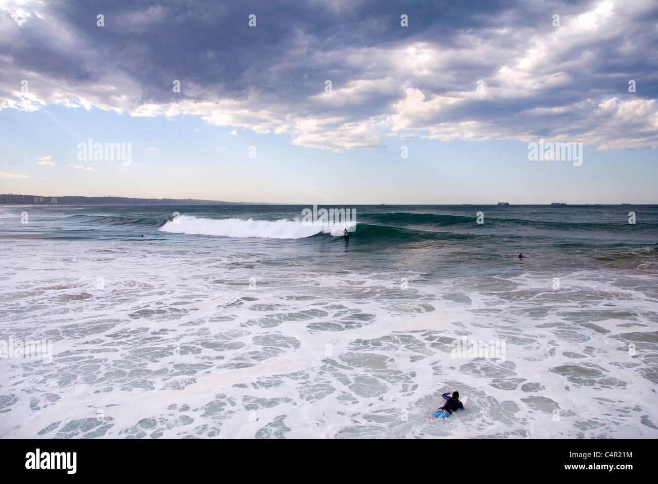 Some epic surf along the Durban pier, Durban, South Africa Stock Photo