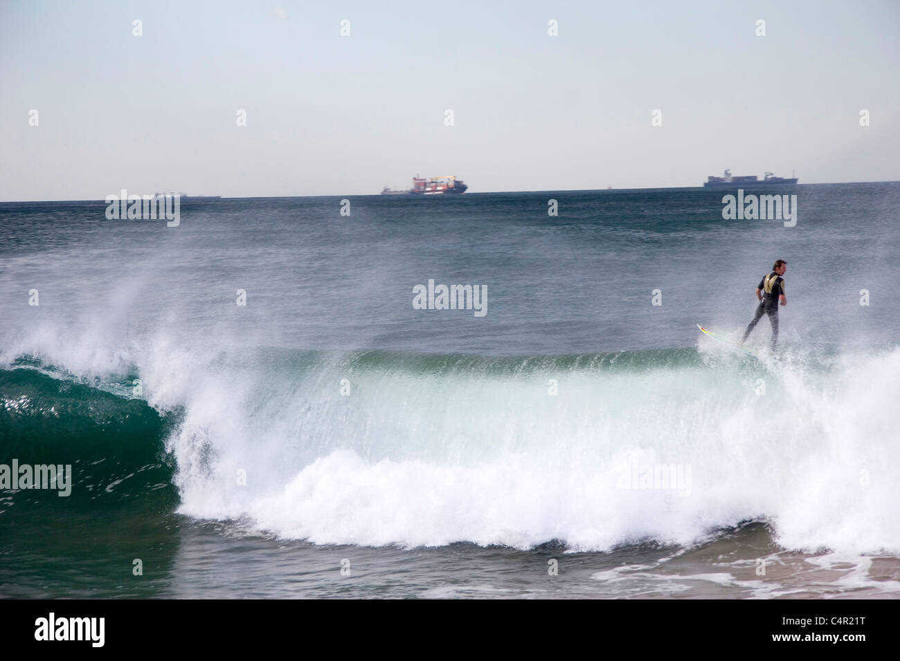 Some epic surf along the Durban pier, Durban, South Africa Stock Photo