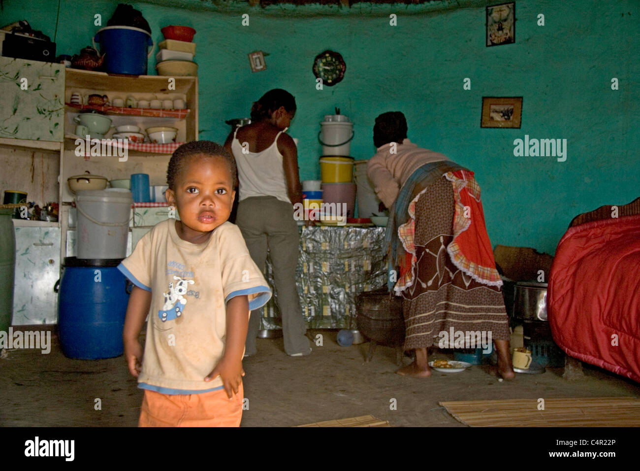 In the home of a local family, Transkei, South Africa Stock Photo