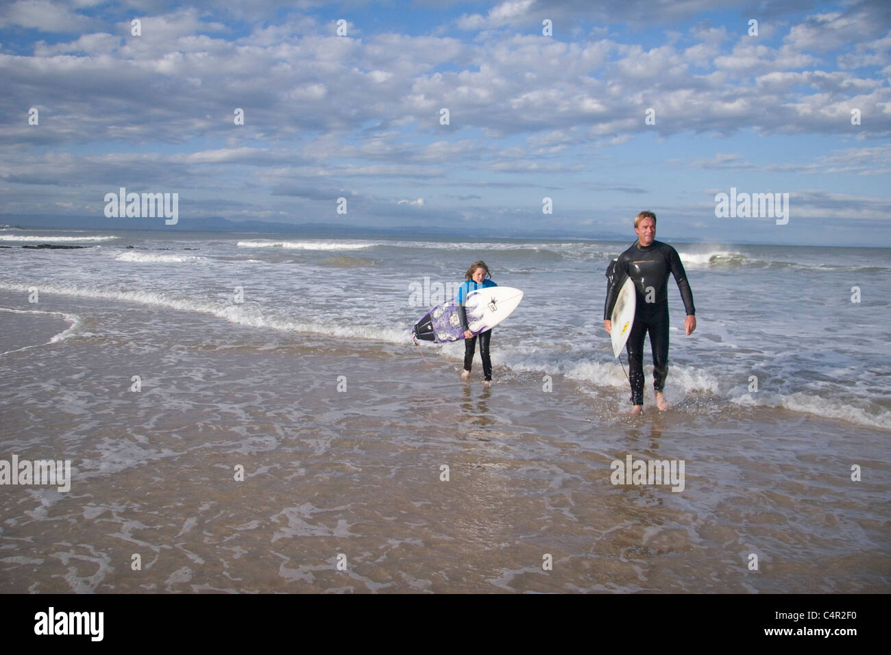 Young girl at surf school, Jeffreys Bay, South Africa Stock Photo