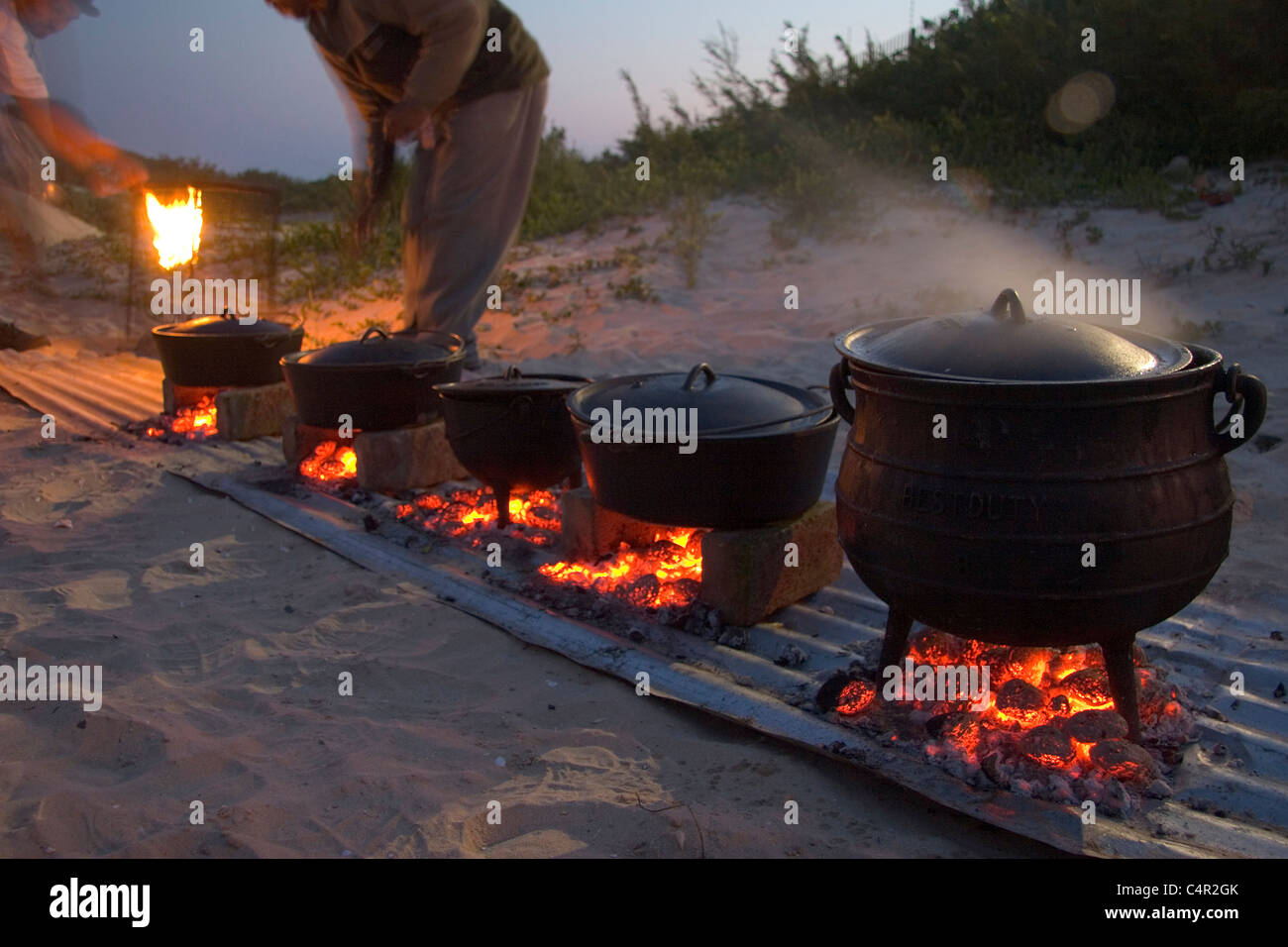 Traditional potje dinner on beach, Jeffreys Bay, South Africa Stock