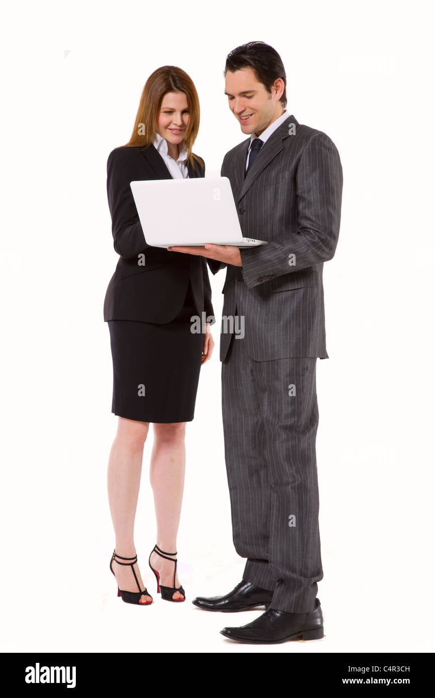businessman and businesswoman with laptop Stock Photo - Alamy